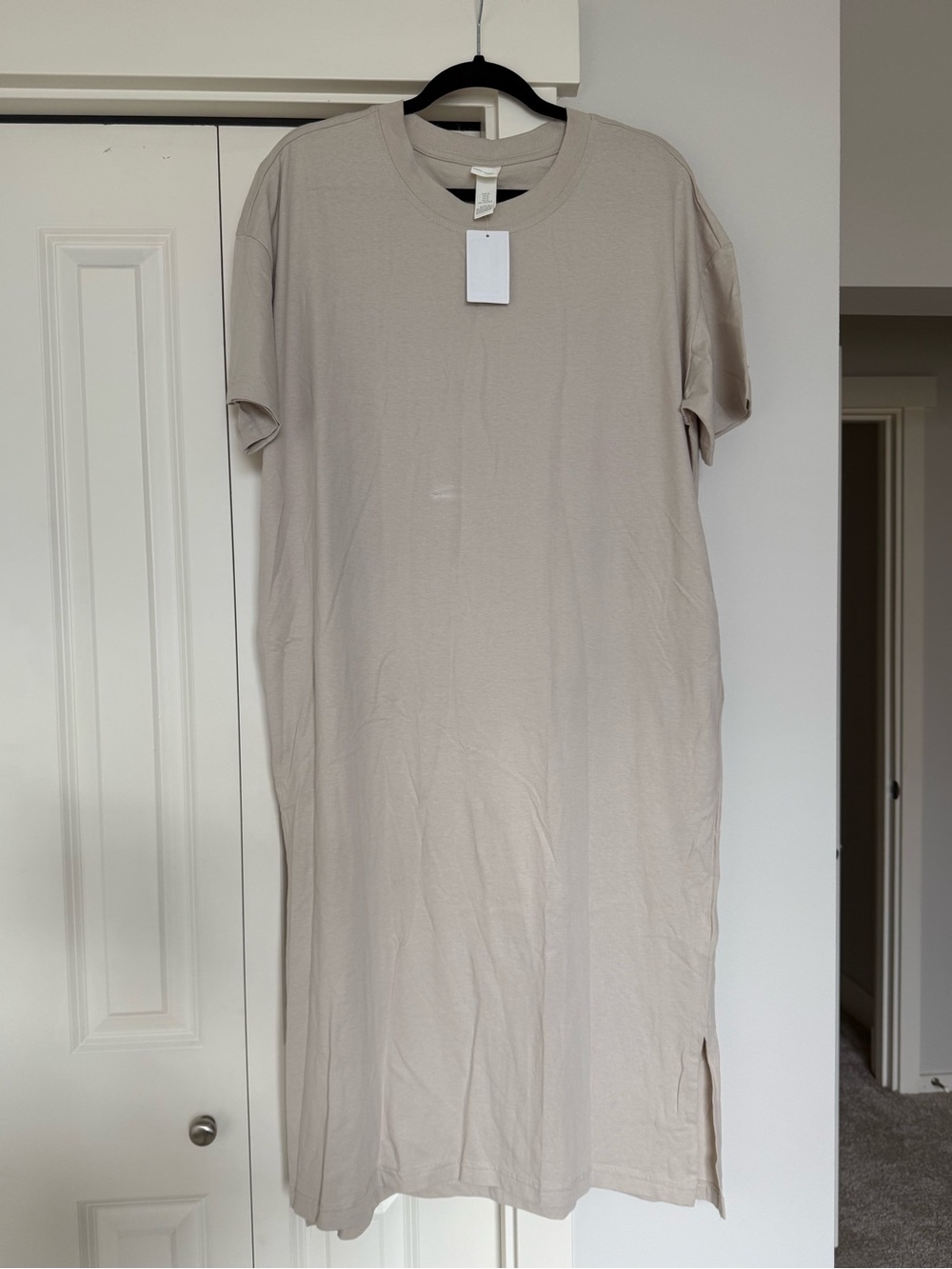 H&M Neutral Beige Midi T-Shirt Dress